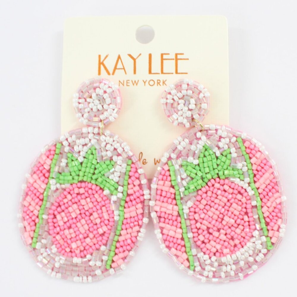 KAYLEE Seed Beaded Beautiful Pink Pineapple Boho Post Earrings Made ❤️ in India